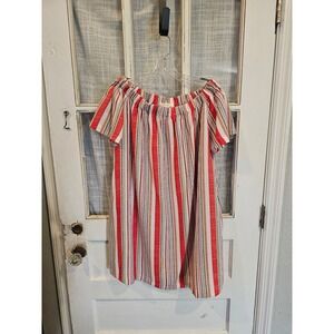Esley Red and White Striped Knee‎ Length Pocket Dress Women's Size Small